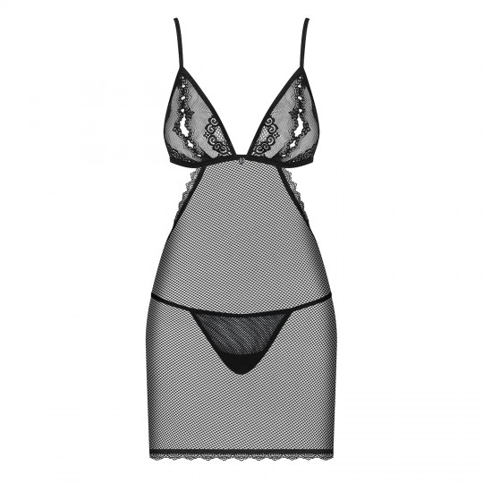 OBSESSIVE MILLAGRO CHEMISE &amp; THONG BLACK