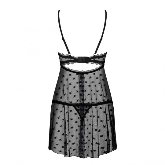 OBSESSIVE ASTRALYA CHEMISE AND THONG BLACK